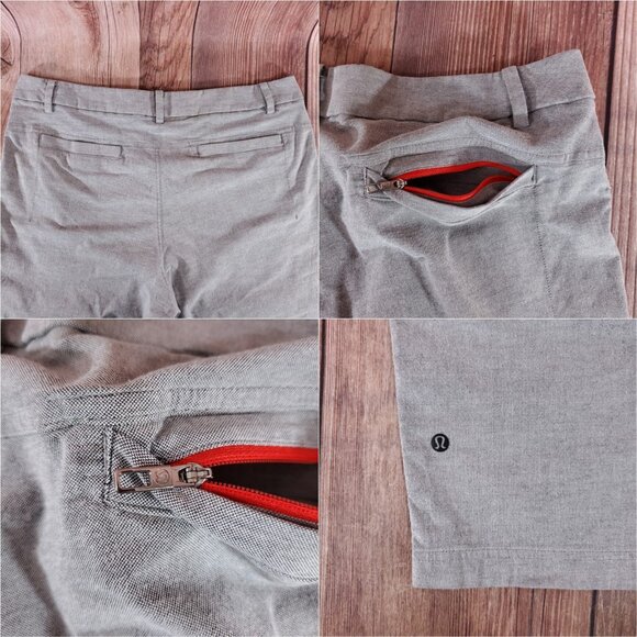 Lululemon Commission Shorts Mens Size 36X11 Gray Flat Front Casual Cotton Blend - Picture 6 of 11